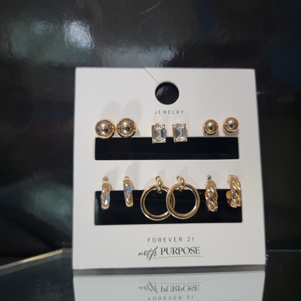 Forever 21 | Gold | Hoops | Studs | 6 Pairs | Earrings